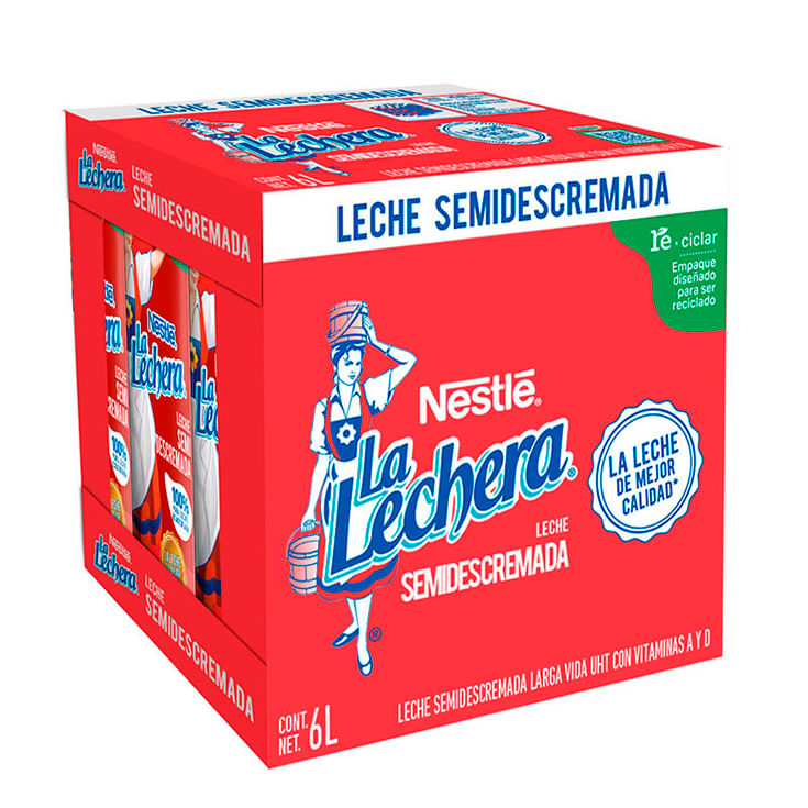 LA LECHERA Leche Semidescremada Sixpack (6 x 1L)
