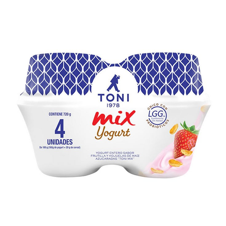 TONI Mix Yogurt con Cereal Frutilla 720g (4 x 180g)